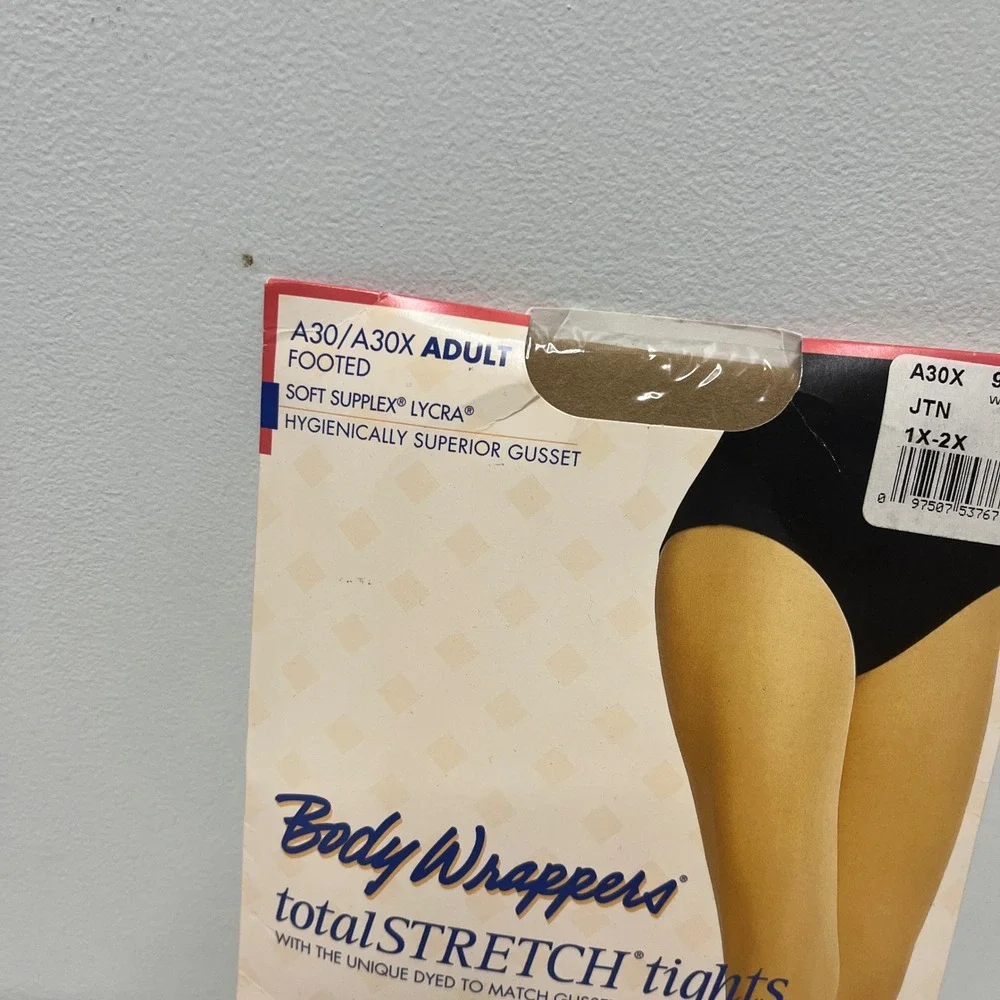 Body Wrappers A30 TotalStretch Footed Tights JTN Tan Plus Size 1X-2X NEW